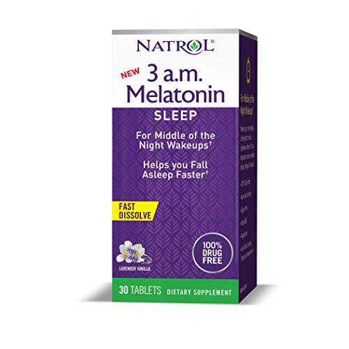 Natrol 3 a.m. Melatonin Sleep Aid, Lavender Vanilla Flavor, 30 Fast Dissolve Tablets
