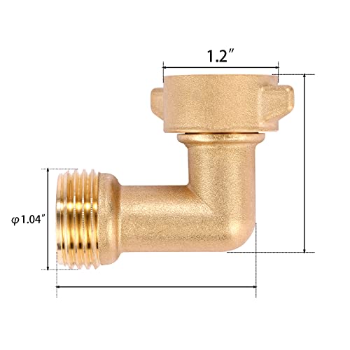 2 Pack Garden Hose Elbow Connector 90 Degree, 3/4" Heavy Duty Brass Adapter With 4 O-rings, Solid Brass Garden Hose Elbow