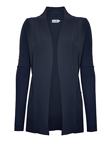 Image of Cielo Women's Solid Basic Open Front Pockets Knit Sweater Cardigan