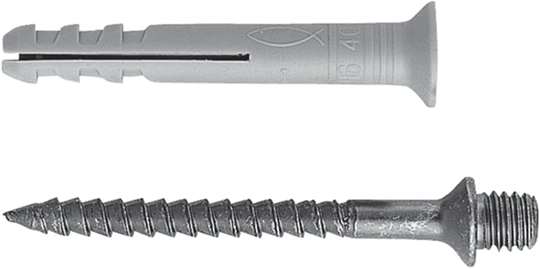 Fischer 050398 6 x 40/10 mm N-S M6 Hammer Fix Nail Screw with Plug - Zinc (50-Piece)