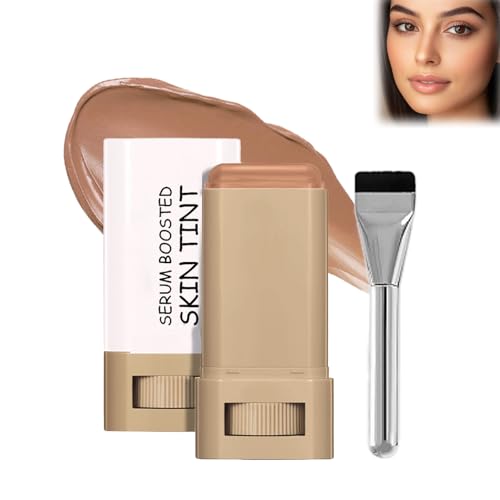 Image of Beauty Balm Serum Boosted Skin Tint, All Day Hydration Skin Tint Balm, Natural Radiant Finish & Buildable Coverage Tinted Moisturizer Foundation Stick with Brush, Suitable for All Skin Types (Brown)