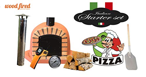 Terracota Deluxe Corner Extra Wood Fired Pizza Oven Starter Kit, Orange Arch, Black Door, 80cm x 80cm