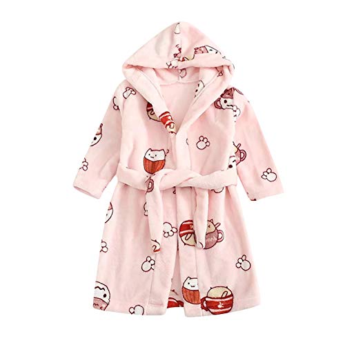 Kid Outfit,Toddler Baby Boys Girls Cartoon Bathrobes Flannel Night-Robe Sleepwear 2020 Gift Hot Pink