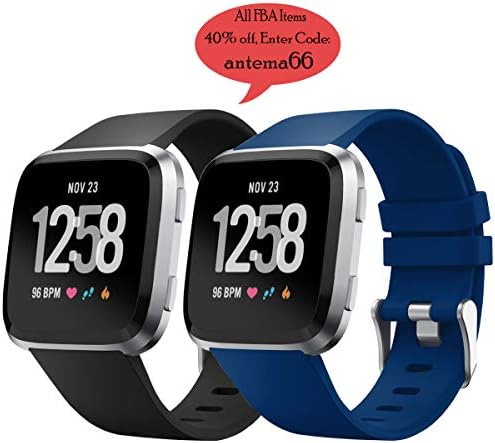 Compatible Fitbit Versa Bands,Antemart Adjustable Silicone Replacement Sport Band Bracelet Strap Compatible with Fitbit Versa Smart Watch,Fitness Accessories Wristbands with Metal Buckle