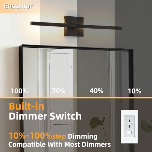 Image of Brushed Black Vanity Light 24 Inch Modern Bathroom Light Fixtures 16W Wall Vanity Lamp Over Mirror, Dimmable 5CCT LED Wall Sconce for Bedroom Cabinets