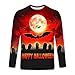 Halloween T Shirt for Men Spooky Graphic Pullover Tops Crewneck Long Sleeve Shirts Fall Winter Fashion Streetwear