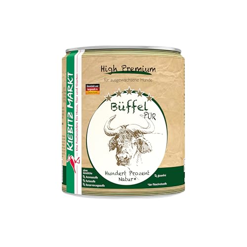 Kiebitzmarkt High Premium Hundefutter Nassfutter Büffel pur (Büffel pur, 12x800 g) Alleinfuttermittel, Ausgewachsene Hunde