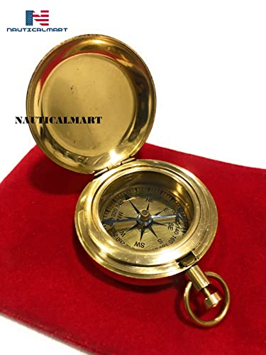 Brújula de bolsillo de latón artesanal portátil miniatura 2