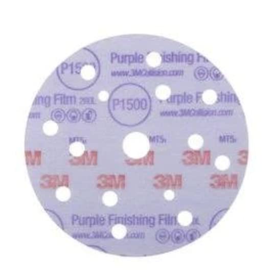 Vista 2 de 3M Hook It - Disco abrasivo de película de acabado morado 260L, 51154, 6 pulgadas, sin polvo, P1500, 50 discos por caja