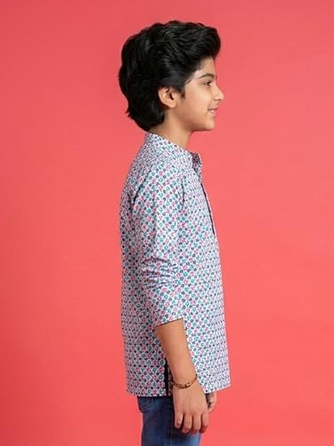 Image of KiddoPanti Boys 100% Cotton Ethnic Motif Printed Short Length Kurta