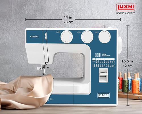 Image of Luxmi Comfort Automatic Zig-Zag Electric Sewing Machine || 23 Built-In-Stitches || 31 Stitch Function (2 colour options) with complementary Video Lessons (Blue)