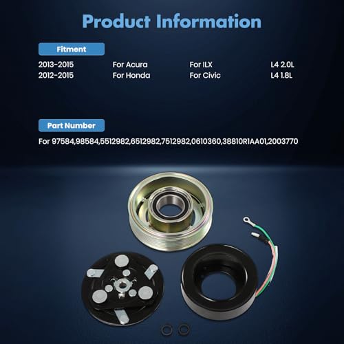 Image of ECCPP A /C Compressor Clutch 2013-2015 for Acura ILX 2.0L AC Clutch
