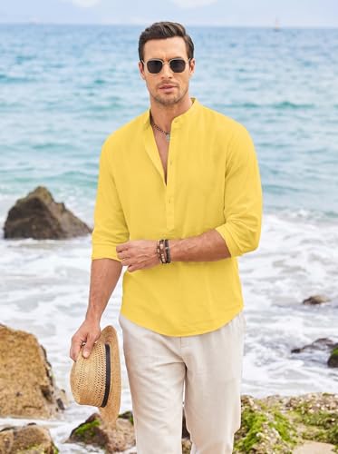 Image of ROYALSCOUT Men's Short Kurta | Solid Mandarin Collar Full Sleeve Pullover Style Kurta | Regular Fit Casual Ethnic Wear for Men