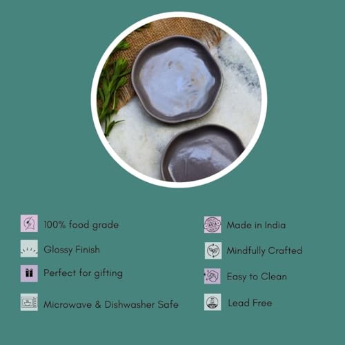 Image of WEAVING HOMES Grey Handmade Dessert Plate Size: 11 cm Microwave & Dishwahsher Safe (Set of 1)