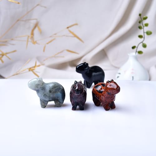 Estatua de Capibara en Obsidiana Natural 2" Cristal Curativo miniatura 3