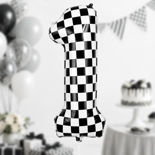 Image of Katchon, Checkered Number 1 Balloon - 40 Inch For 1st Birthday Decorations
