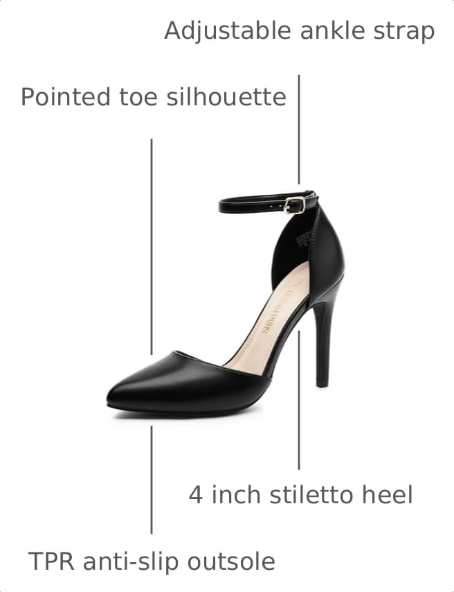 Image of DREAM PAIRS Women's High Stiletto Dress Heels Pumps | Closed Toe Pointed Toe Ankle Strap Dress Comfortable Pumps Shoes for Wedding Party Birthday Dancing
