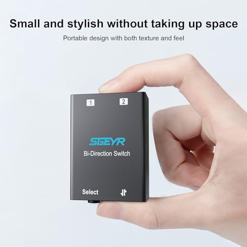 image for SGEYR Audio Switch 3.5mm Bi-Direction Switch, Stereo Audio Switcher 2 