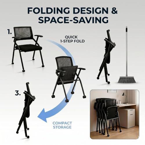 Image of 20-Pack Folding Office Chair with Wheel, Heavy Duty Conference Chairs