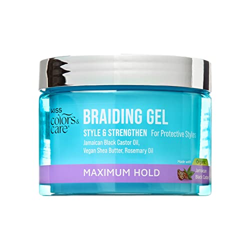 KISS COLORS & CARE Braid Gel Maximum Hold, 6 oz -Nourishing, Adds Shine, Moisture Boosting, Lasting