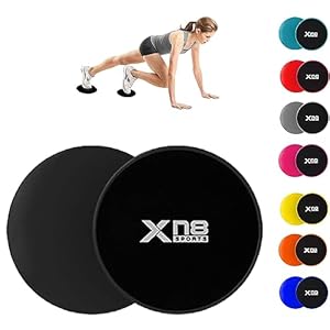 Xn8 Core Sliders Exercise Gliding Discs- Dual Sided Exercise Sliders Discs for Abdominal and Full Body Workout, Flexibility, Fitness, Best Pilates Equipment for Carpet, Hardwood Floors, Tiled Floor