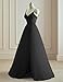 Tulle Prom Dresses for Teens 2025 Spaghetti Straps Long Ball Gown with Slit Black Size 10