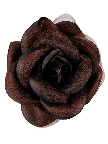Image of Women's Multifunction Rose Flower Sheer Petal Brooch Pin Hair Tie Clip