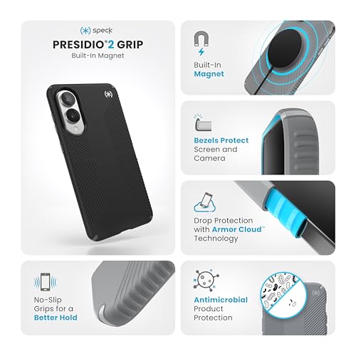 Speck Samsung Galaxy S25 Edge Case - Magnet Case, 13-Foot Drop Protection, No-Slip Grips - Magsafe - Raised Bezel and Enhanced Buttons - Presidio 2 Grip - image 4