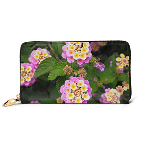 Preisvergleich Produktbild JHGFG Mode Handtasche Reißverschluss Brieftasche Gelbpurpur Blütenblatt Blumen Garten Telefon Kupplung Geldbörse Abendkupplung Blockieren Leder Brieftasche Multi Card Organizer