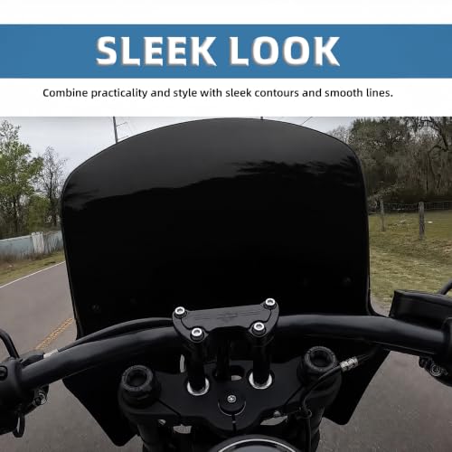 Image of Motorcycle Fairing Windshield Kit, 5.75 inch Headlight Fairings 48-58mm Forks 15 inch Dark Gray Windscreen with Extension for Harley 2006-2017 Dyna Low Rider FXDL Super Glide Street Bob FXDB