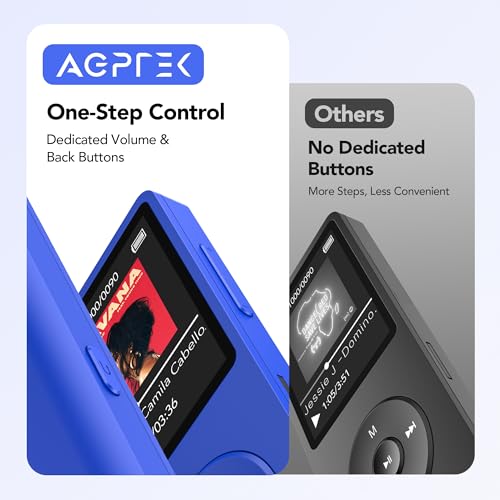 Image of AGPTEK A02PL 64GB MP3 Player, 65 Hours Playback Music Player, Deep Blue | Lossless Sound, Supports up to 128GB