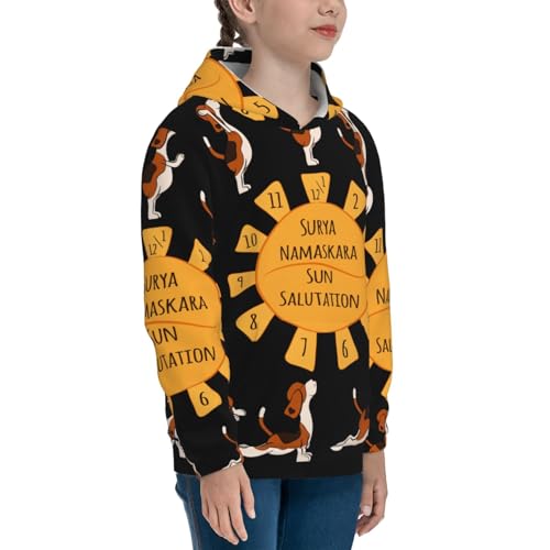 Beagle ​​Doing Yoga Kids Pullover Hoodies Boys Sweatshirts Girls Athletic Clothes with Pocket3