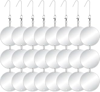 Upgraded Bird Scare Discs Set - Large 24 Discs - Highly Reflective Double-Sided Bird Reflectors Scare Devices - Better to Keep Most Birds Away Like Woodpecker and Pigeon