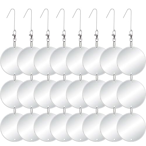 Chephon Upgraded Bird Scare Discs Set - Large 24 Discs - Highly Reflective Double-Sided Bird Reflectors Scare Devices - Better to Keep Most Birds Away Like Woodpecker and Pigeon