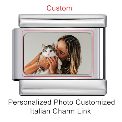 Double Fair Custom Italian Charm Bracelet - Silver, 9x10mm, Print Your Photos, Logos, and Anime Characters - Gift for Women3