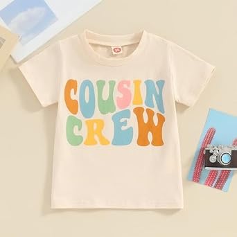Chloefairy Cousin Crew Shirts for Kids Baby Short Sleeve Romper Bodysuit Toddler T-Shirt Family Matching Summer Clothes