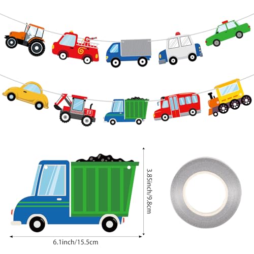 Image of Transportation Happy Birthday Banner Transportation Birthday Decorations Transport Themed Train Bus Car Party Banner Truck Traffic Garland for Kids 2nd Vehicle Theme Baby Shower Party Supplies