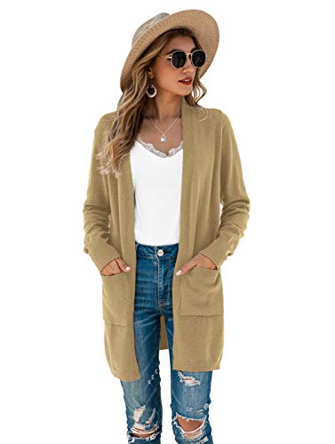 Image of TASAMO Cardigan Sweaters for Women Long Sleeve Open Front Casual Knit Fall Coat Oversized Soft Outwear with Pockets
