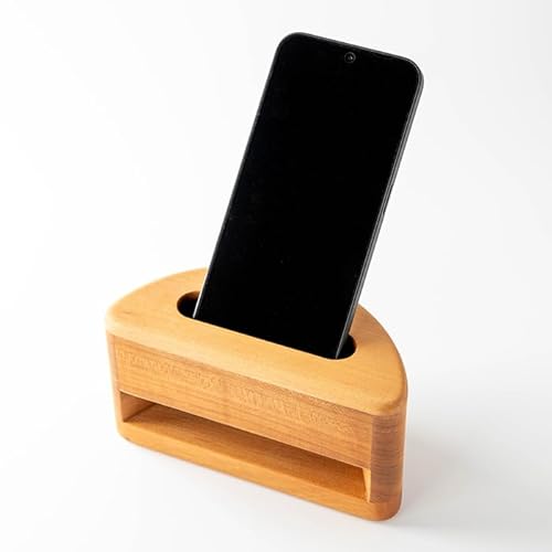 有限会社ウッディアベ工芸 木製スマホスピーカー 「森Note♪-もりのおと-」 ≪ヤマザクラ≫ 音楽 スピーカー スマホスタンド 置くだけ[有限会社ウッディアベ工芸]tm001