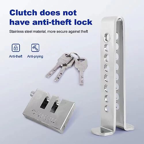 Image of Auto Hub Stainless Steel Anti Theft Lock for Car, Brake Pedal Key Lock. Clutch Lock for All Cars,Silver