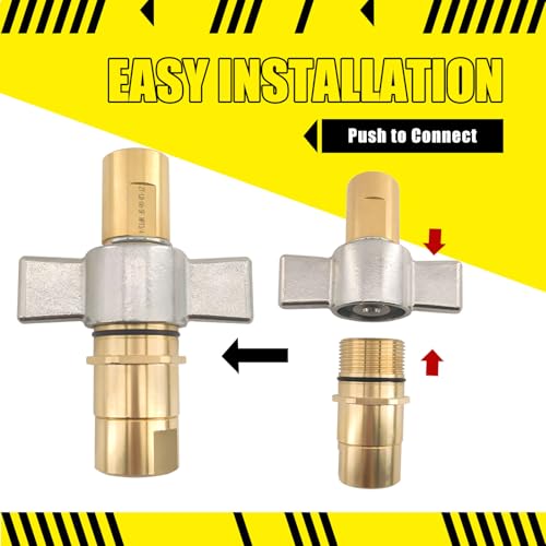 Image of 1-1 /4 inch NPT Wet-Line Wing Nut Hydraulic Quick Disconnect Coupling Set,Heavy Duty Brass Coupler and Nipple fit for Dump Trailer Live Bed Equipment(2pcs)