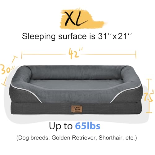 Washable Orthopedic Large Dog Bed - Removable Orthopedic Foam Dogs Beds with Bolsters Waterproof Large Dog Bed and Non-Slip Bottom Extra Large Dogs Beds Sofa - Image 6