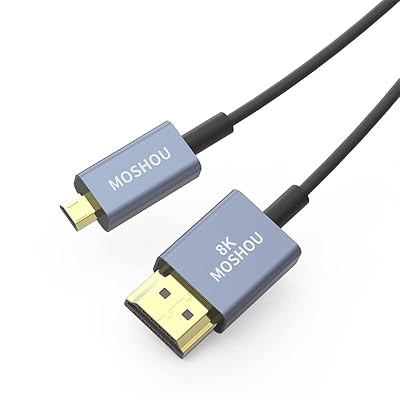 Flexible Slim Micro HDMI to HDMI Cable 2.1 Cord 8K 60Hz for Camera Xbox PS5 Samsung QLED TV Laptop(A to D, 3.28ft)