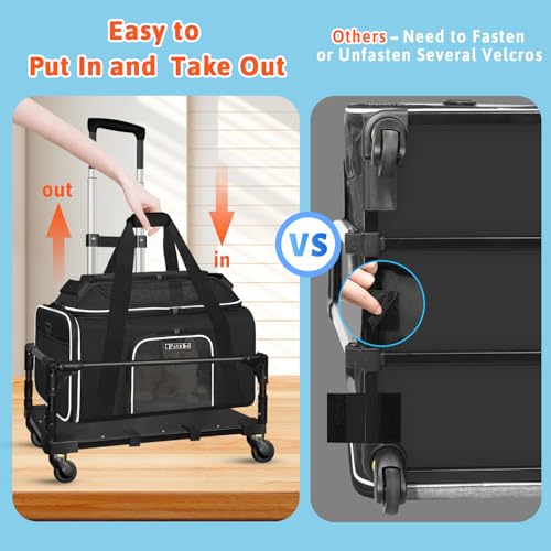 Petskd Top-Expandable Small Pet Carrier with Wheels (17" L x 12" W x 8.5" H), JetBlue/Allegiant/Spirit Airlines Approved, Rolling Pet Carrier for Small Dogs & Cats (Black) - Image 5