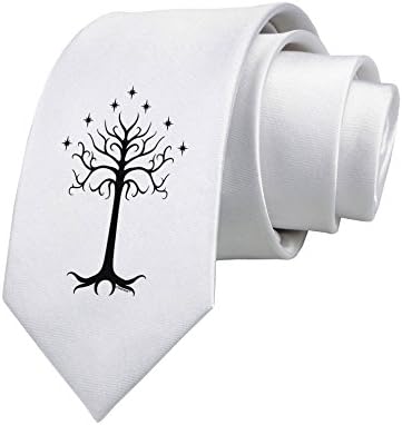 TOOLOUD The Royal White Tree Printed White Neck Tie