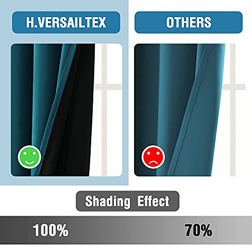 100% Blackout Curtains For Bedroom Thermal Insulated Blackout Curtains 96 Inch Length Heat And Full Light Blocking Curtains Window Drapes For Living Room With Black Liner 2 Panels Set, Dark Teal #TOP4