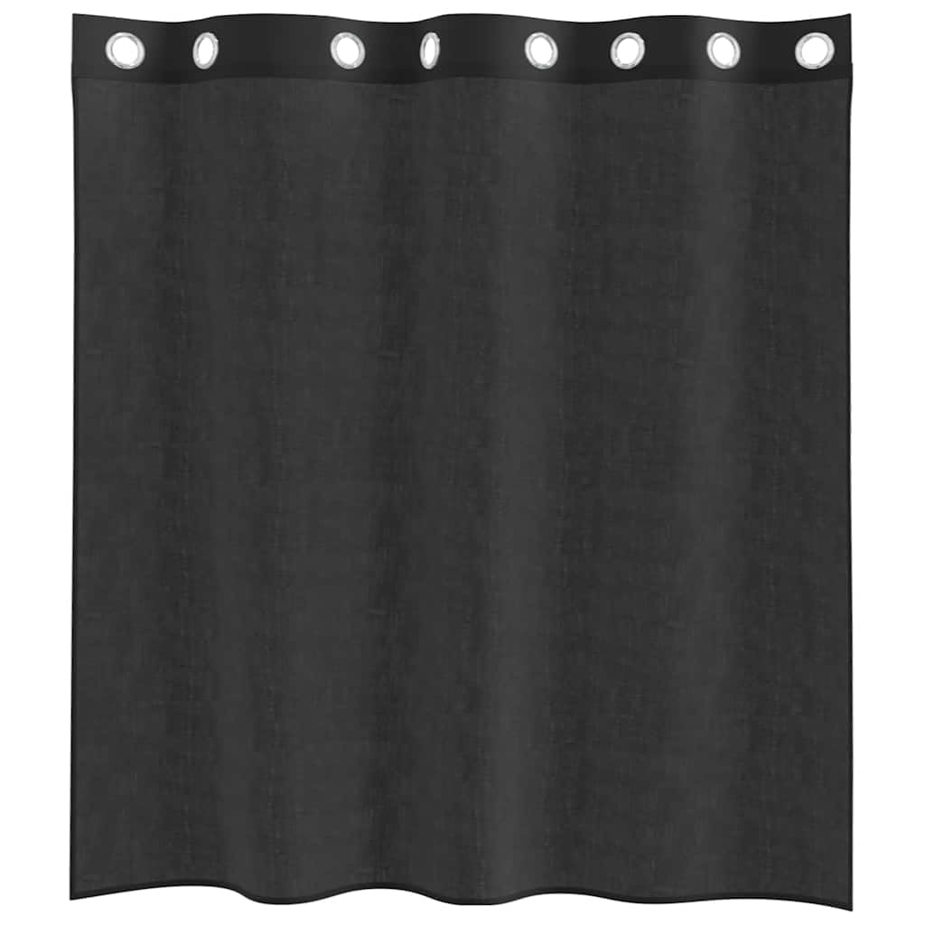 Voile Vorhänge mit Ösen 2 Stück Schwarz 140x140 cm, 100% Polyester, halbtransparent, pflegeleicht, vielseitig einsetzbar für Wohnzimmer, Schlafzimmer, moderner Sichtschutz