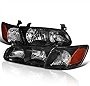 Spec-D Tuning Black Housing Clear Lens Headlights + Corner Lights Compatible with Toyota Camry 2000-2001 L+R Pair Head Light Lamp Assembly