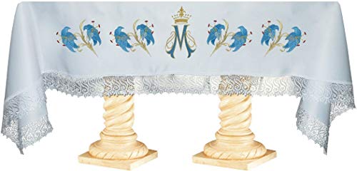 Desconocido Nappe d'autel, pour église, broderie mariale (300 cm, BBD Brabander), Blanc, M