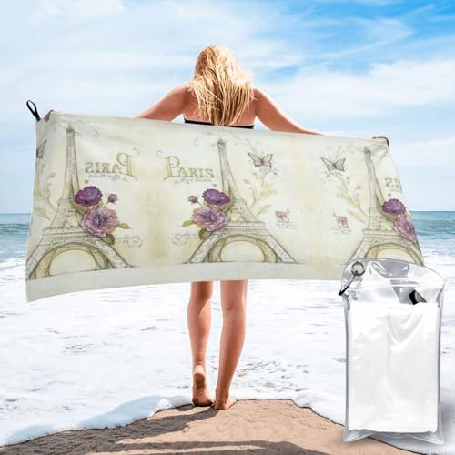 YUBVCF Toalla deportiva de microfibra de la Torre Eiffel, toalla de secado rápido, toallas absorbentes suaves para acampar